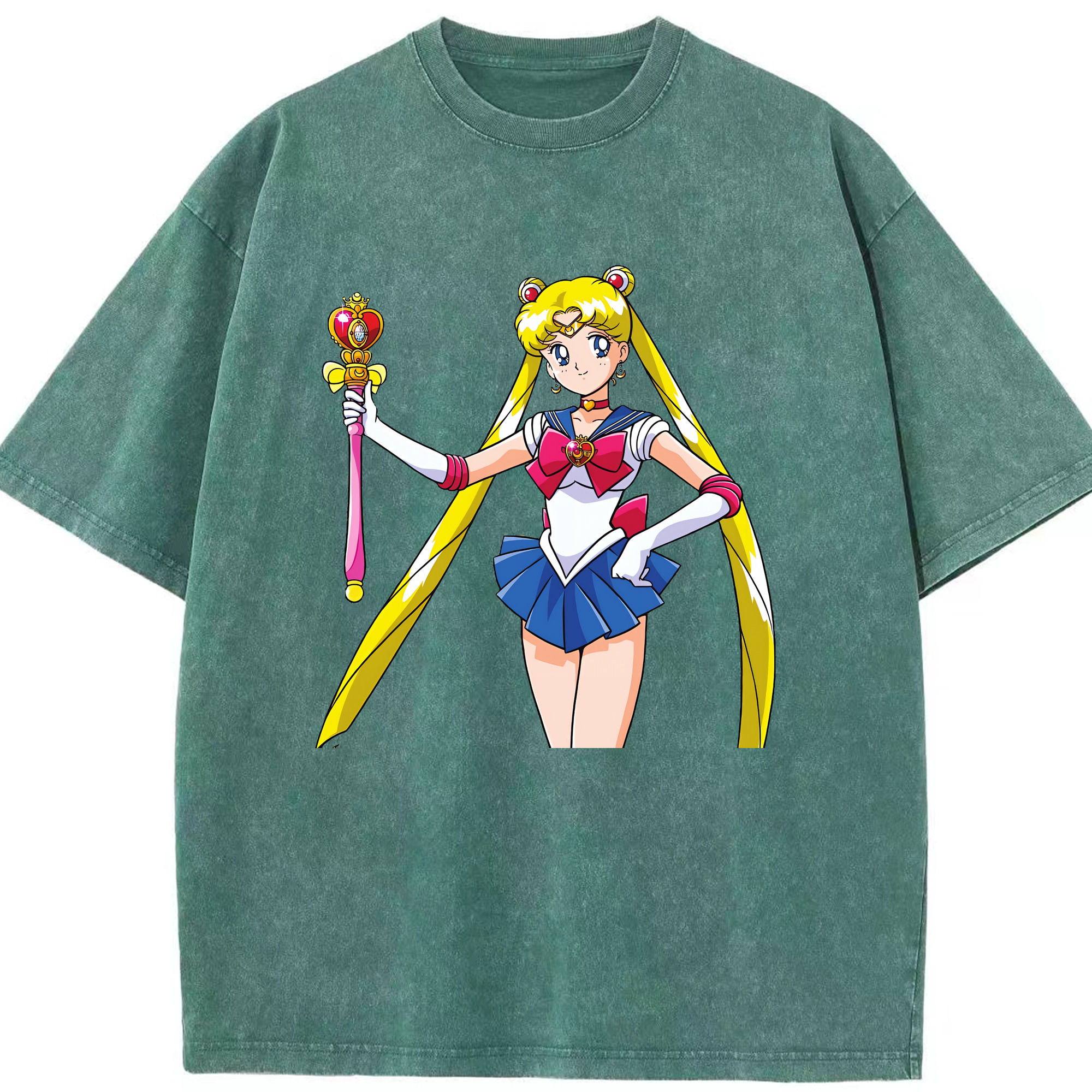 （画像用） 美少女戦士セーラームーン 月野 うさぎ つきの うさぎ Sailor Moon Tsukino Usagi 綿100% ヴィンテージ風 半袖Tシャツ（フロントプリント）